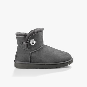 Ugg Mini Bailey Button Bling Klassiska Stövlar Dam Grå (602358ZNC)